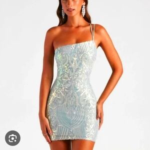 Elegant Mint Green Sequin Dress
